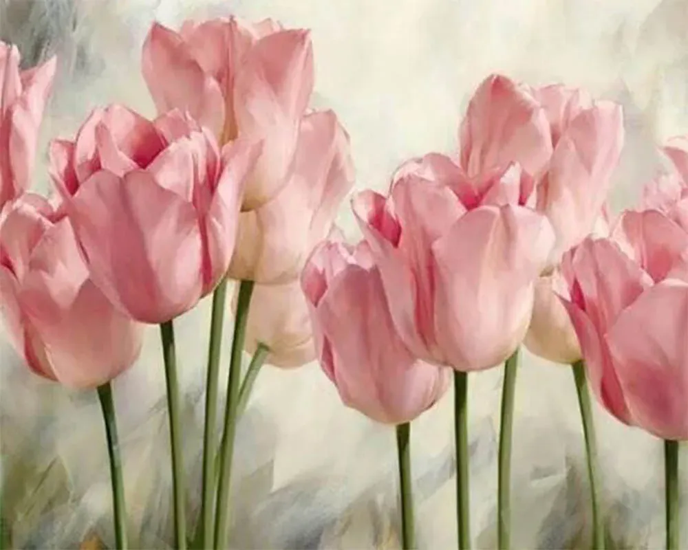 Broderie diamant animaux - Tulipes en fleurs et délicatesse naturelle