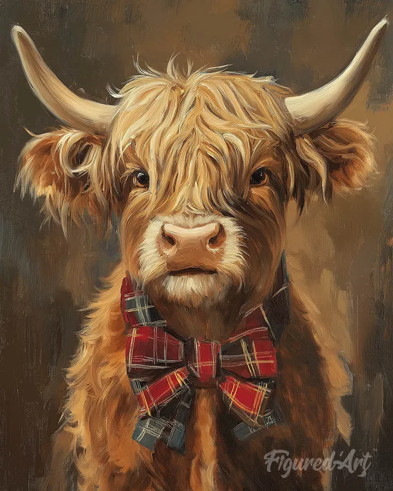 Broderie diamant Vache Highland gentleman