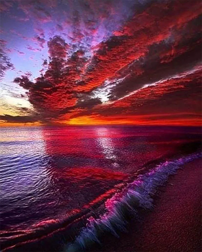 Broderie diamant Vague et Ciel Rouge