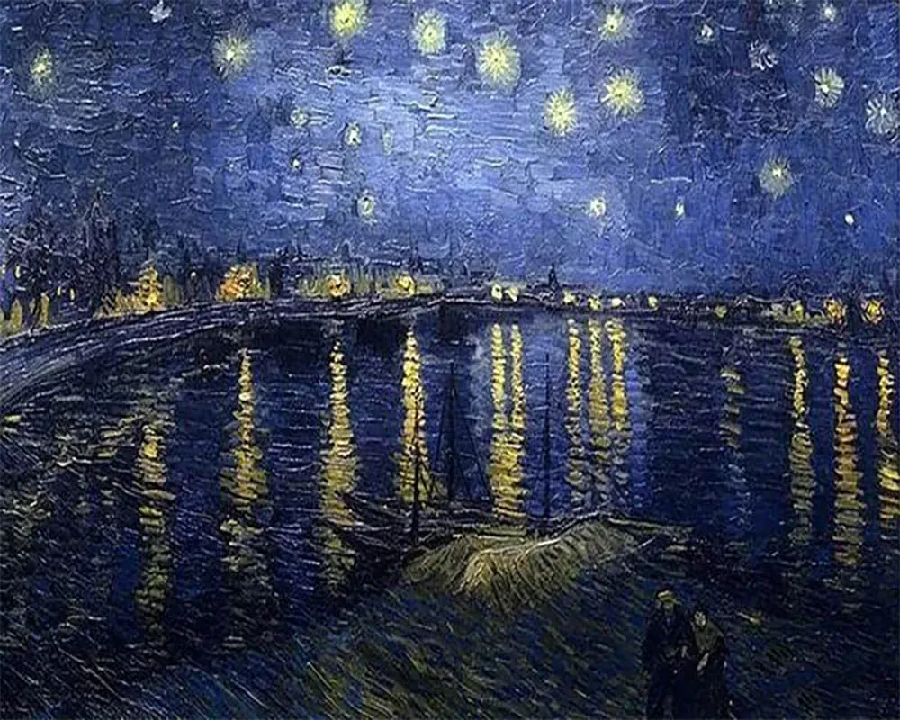 Broderie diamant Van Gogh Nuit Etoilée sur le Rhone
