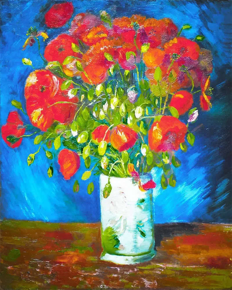 Broderie diamant Vase avec Coquelicots - Van Gogh