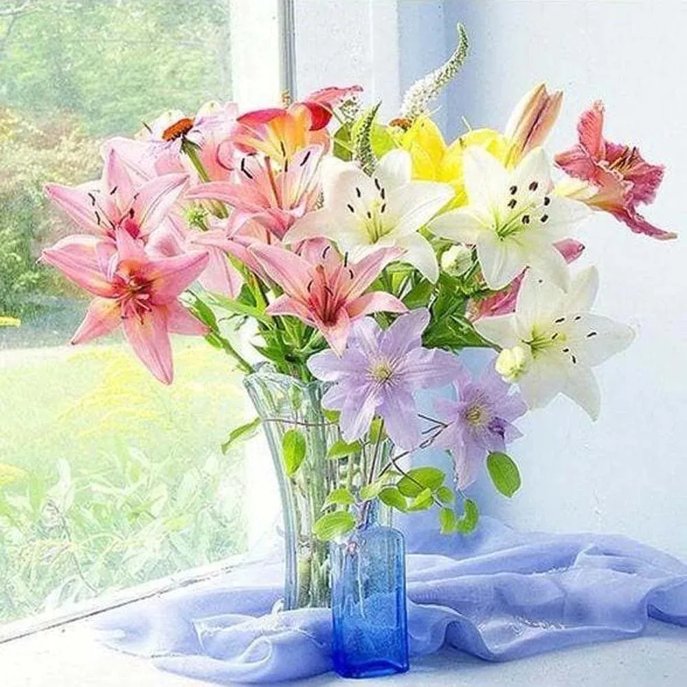 Broderie diamant Vase de Fleurs fraiches