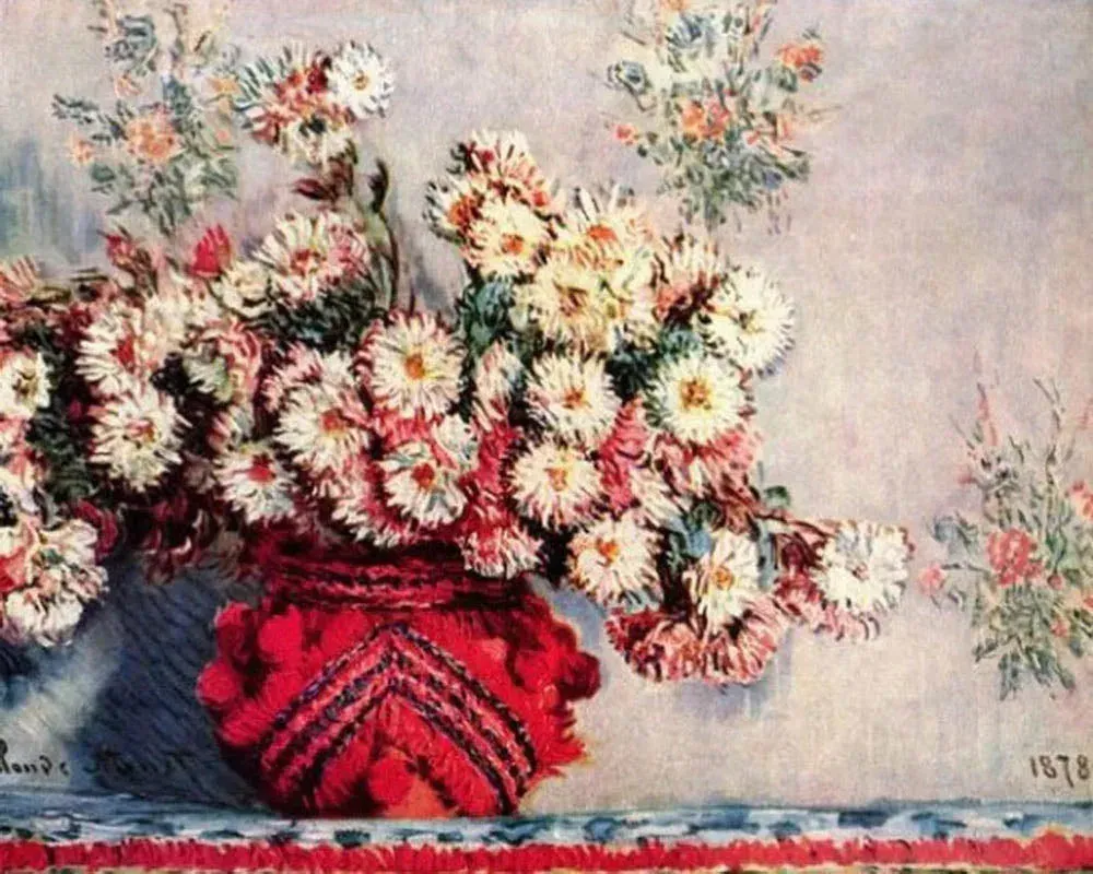 Broderie diamant Vase rouge et Fleurs