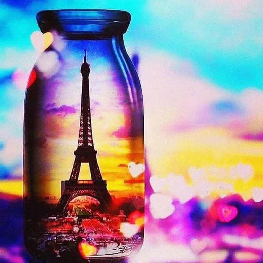 Broderie diamant Vase Tour Eiffel
