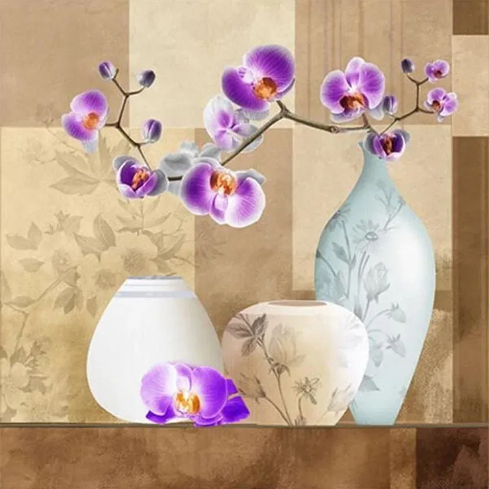 Broderie diamant Vases et Fleurs