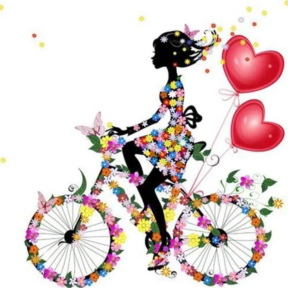 Broderie diamant Vélo en Fleurs
