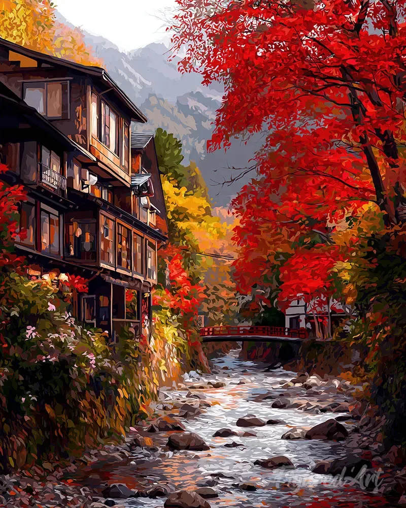 Broderie diamant Village d'automne à Nikkō Japon