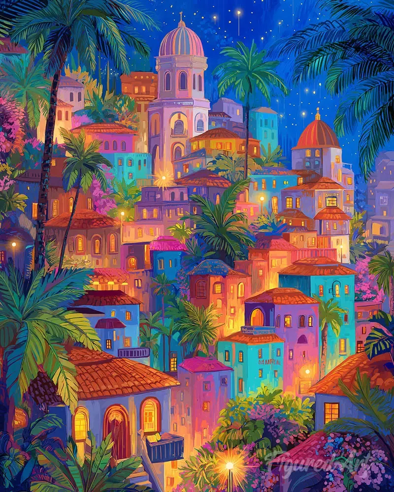 Broderie diamant Ville tropicale de rêve