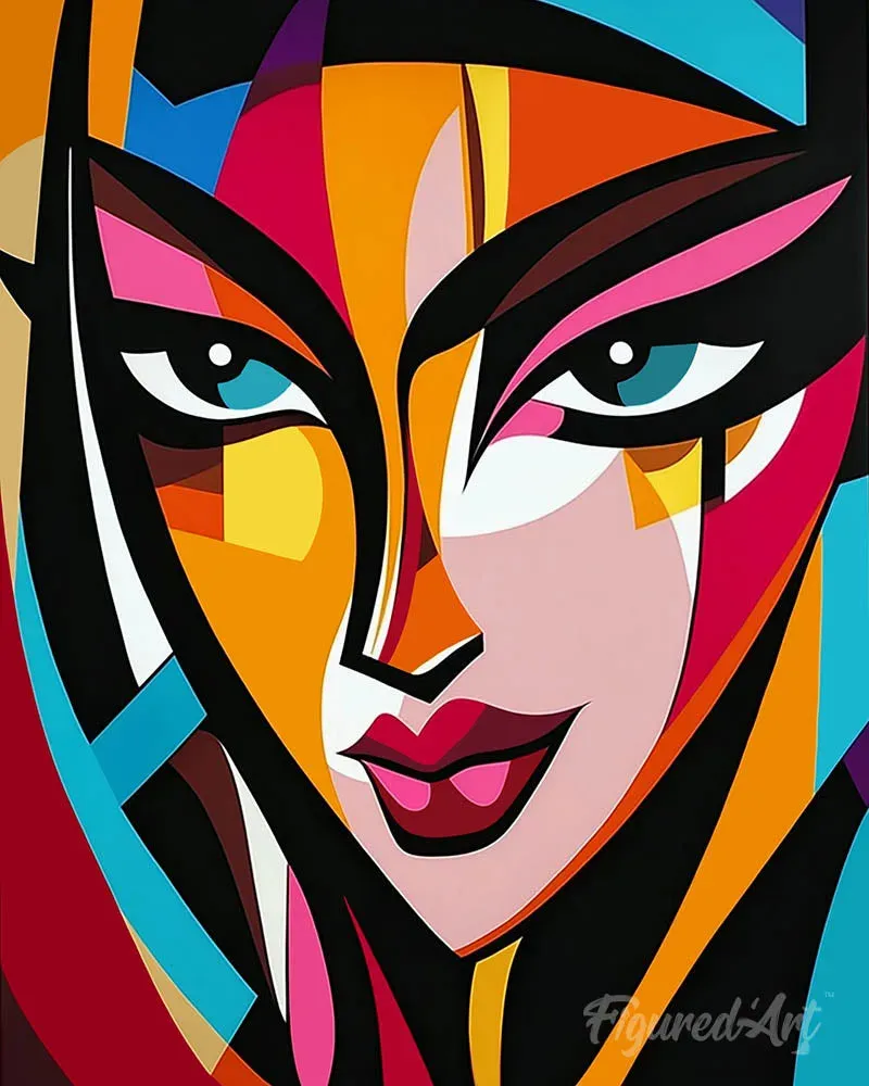 Broderie diamant Visage Abstrait Éclatant