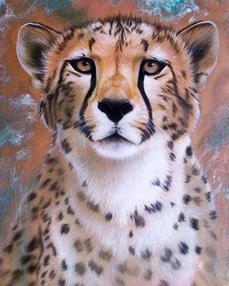 Broderie diamant Guépard - Portrait sauvage et réaliste en diamants