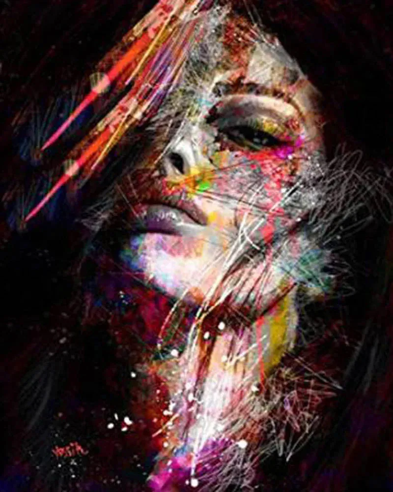Broderie diamant Visage en couleurs