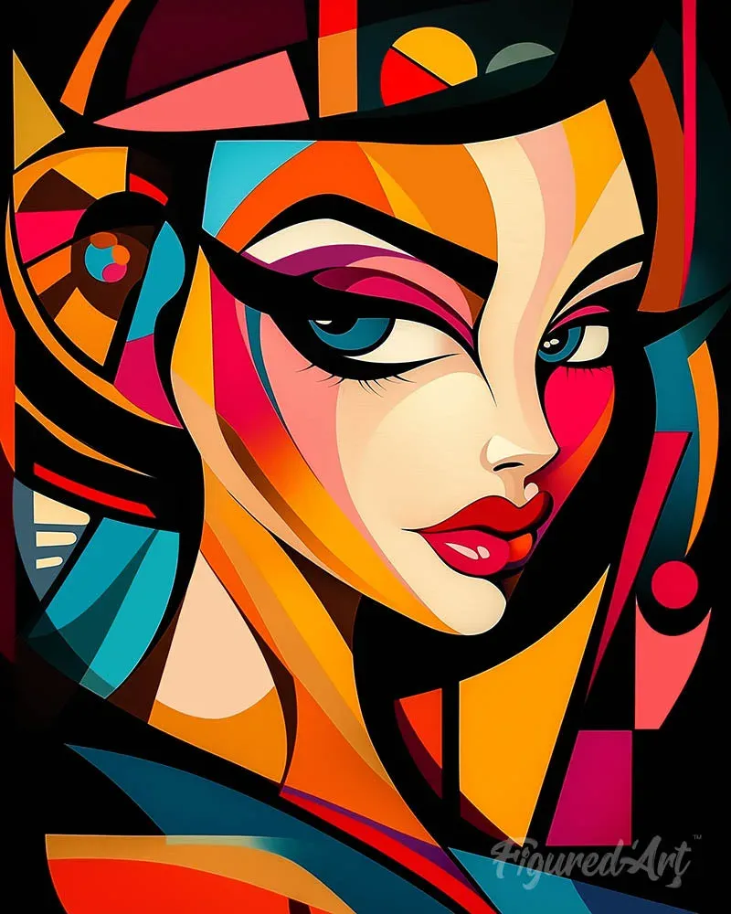 Broderie diamant Visage Glamour Abstrait Éclatant