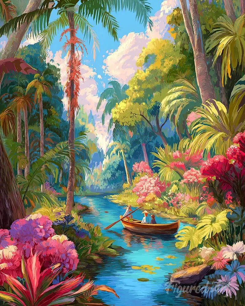 Broderie diamant Voyage tropical en bateau