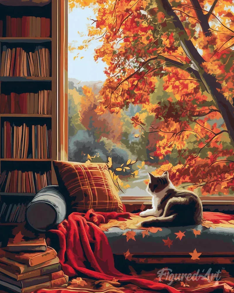 Broderie diamant Vue du Chat en Automne