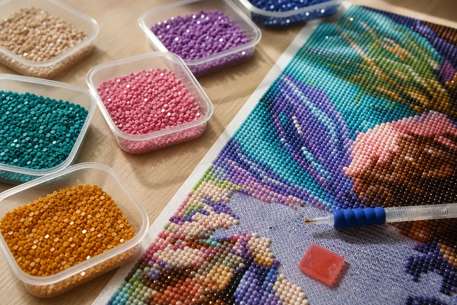La broderie diamond painting se maîtrise geste après geste