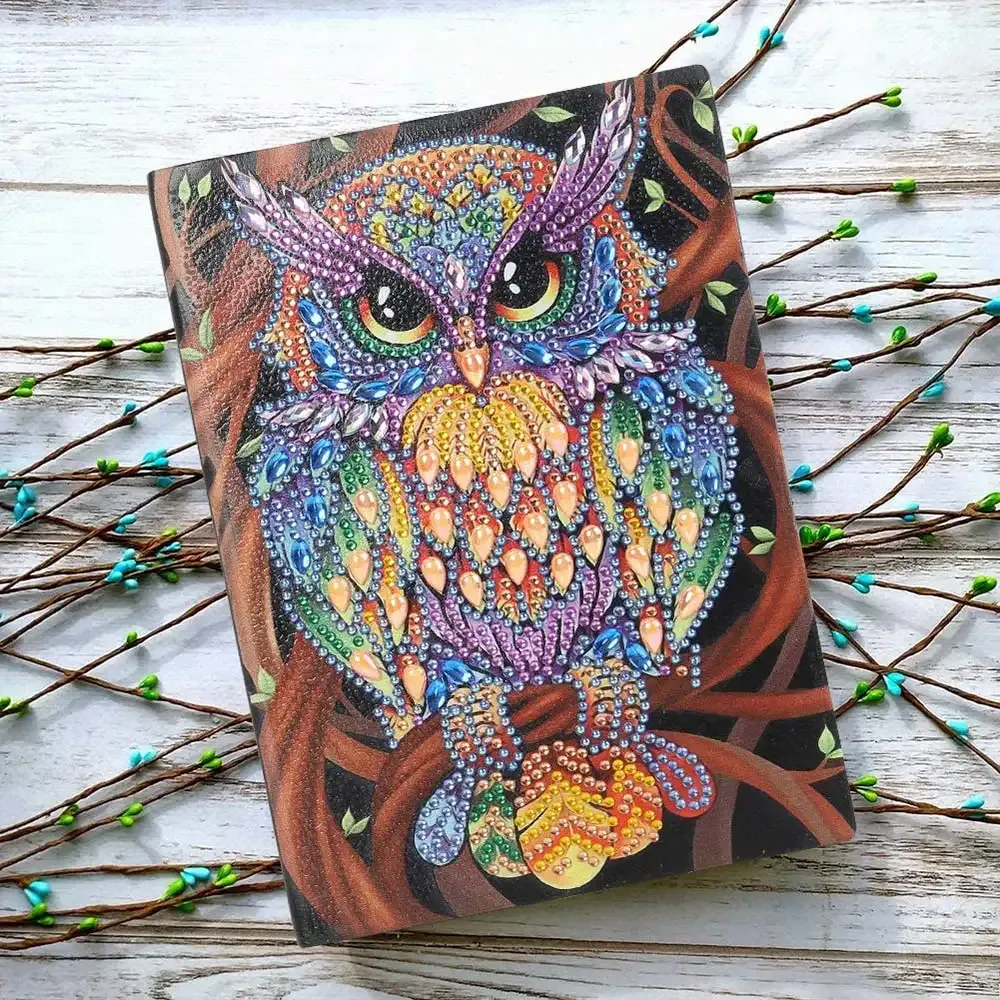 Cahier de peinture Diamond Art Hibou - carnet de broderie diamant