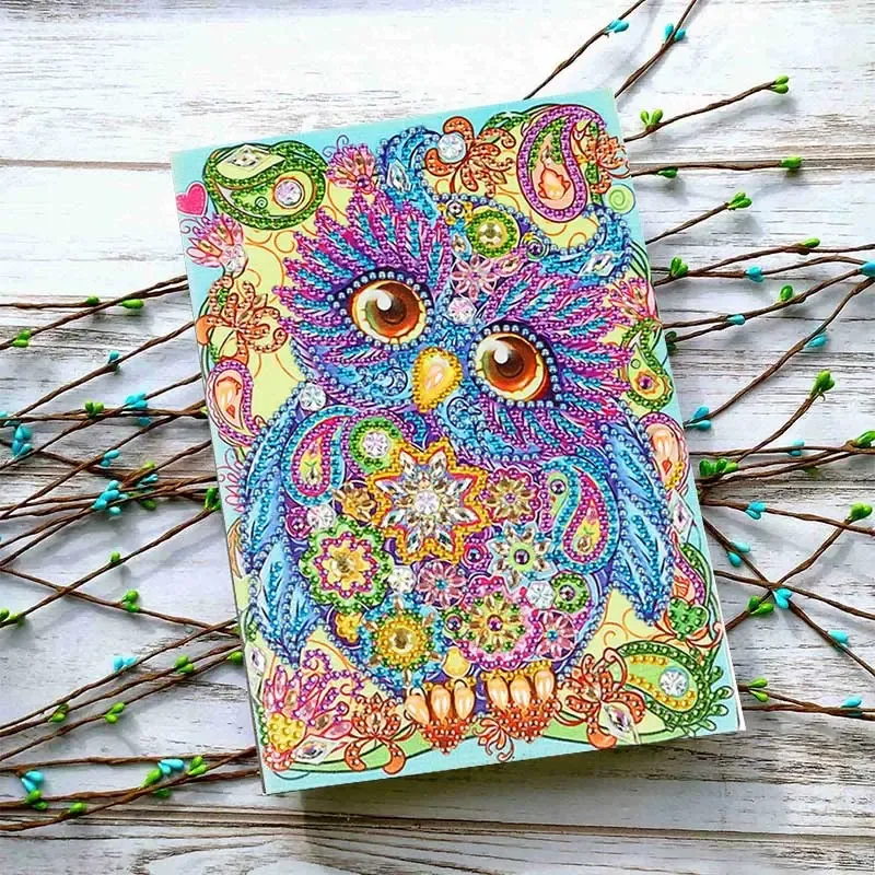 Cahier Diamond Painting Hibou - Carnet pour créations brillantes