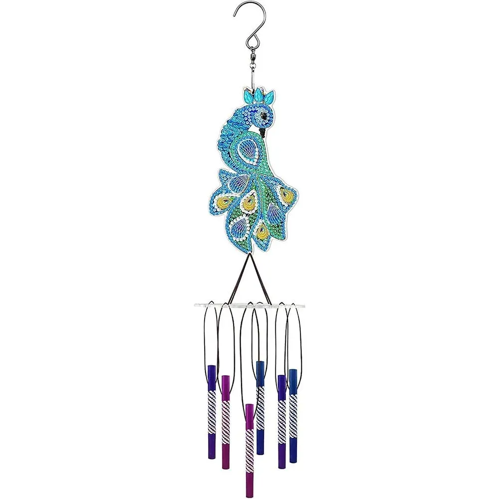 Carillon Diamond Painting Paon - Décoration murale scintillante