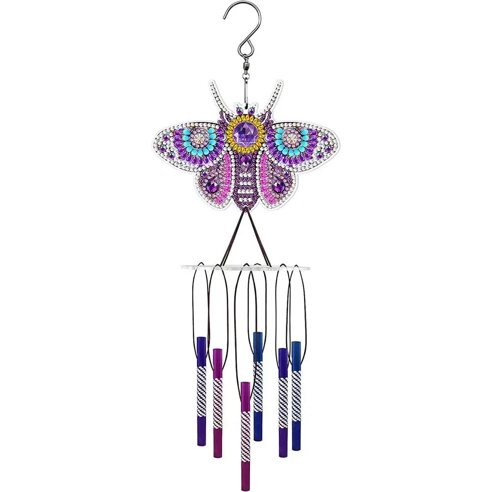 Carillon Diamond Painting Papillon violet - Décoration murale scintillante