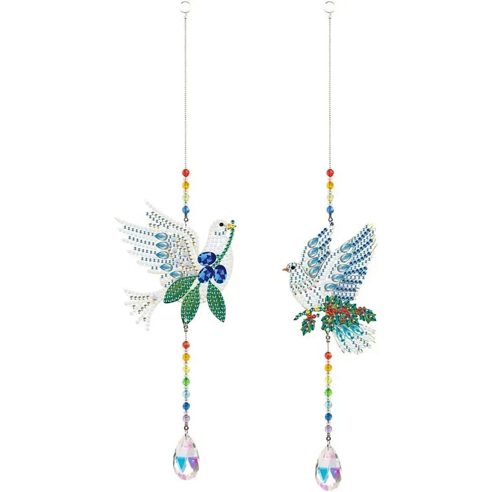 Carillon à vent Diamond Painting 5D - Columbes en cristal à broder