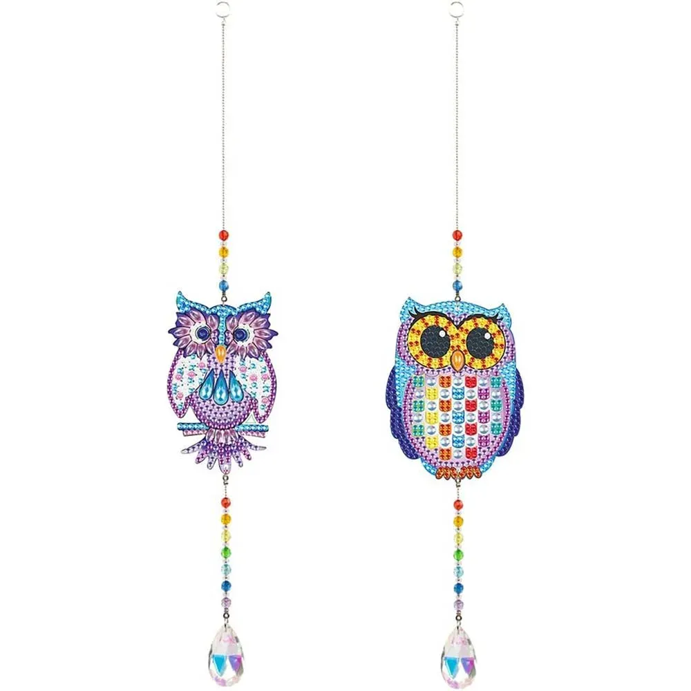 Carillon en cristal 5D Hiboux - Accessoire de broderie diamant