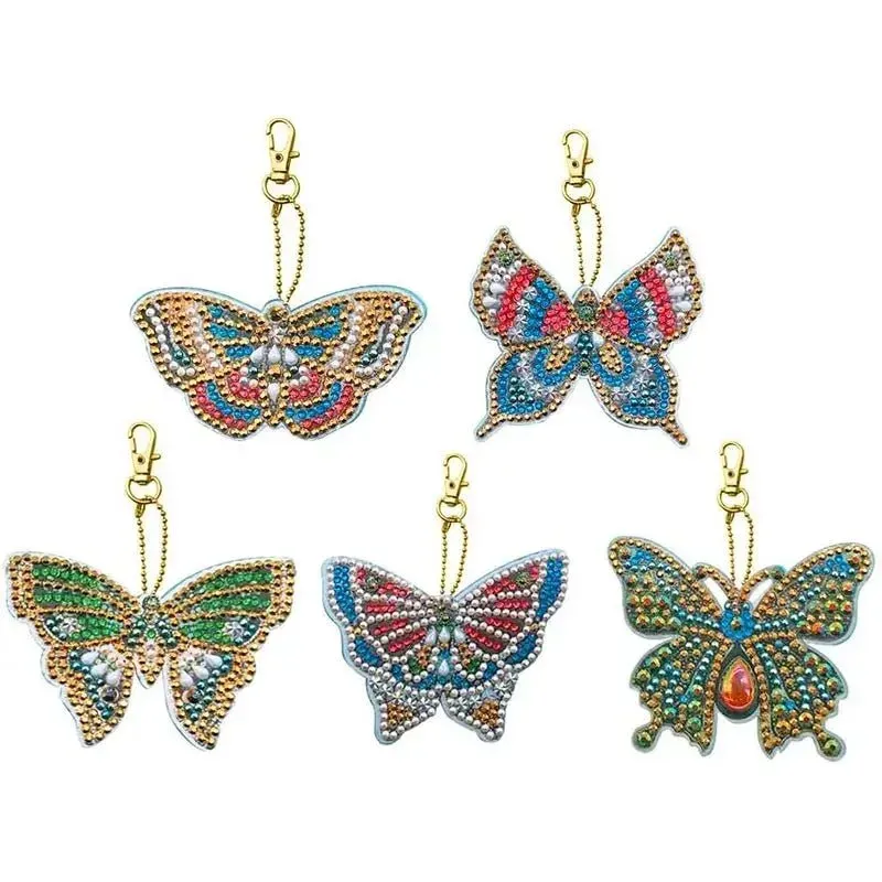 Charms Papillon pour Broderie Diamant - 5 Pendentifs Décoratifs