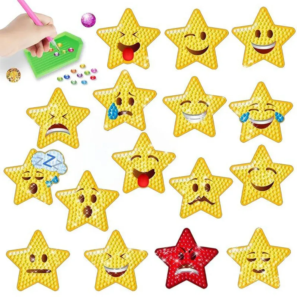 5D 16 Autocollants Étoiles Emoji