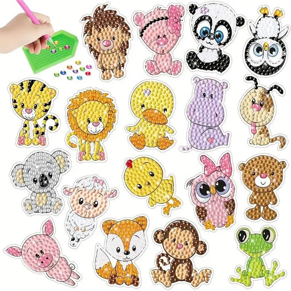 Autocollants Diamond Painting Animaux - 18 Pièces pour Personnalisation