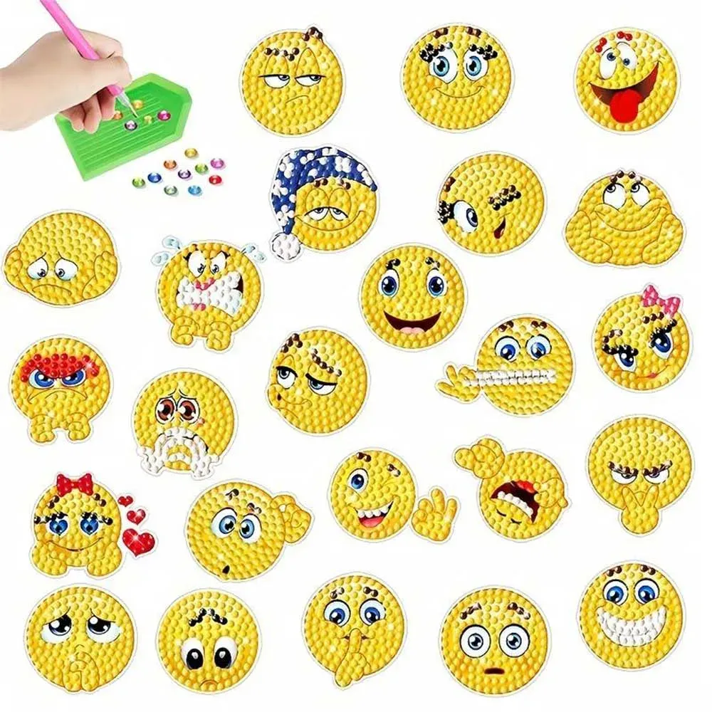 Autocollants Emoji pour broderie diamant - 24 feuilles adhésives