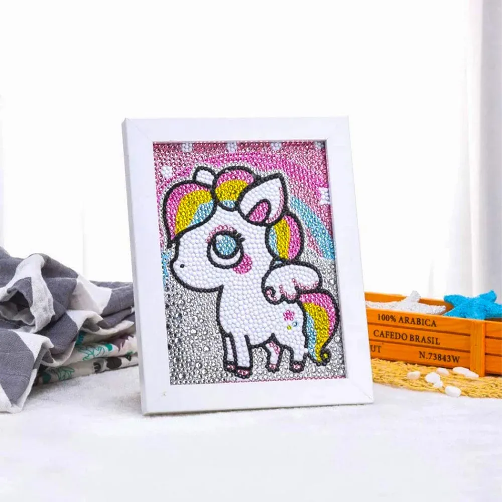Diamond Painting Enfants Licorne avec Cadre Photo - 15x20 cm