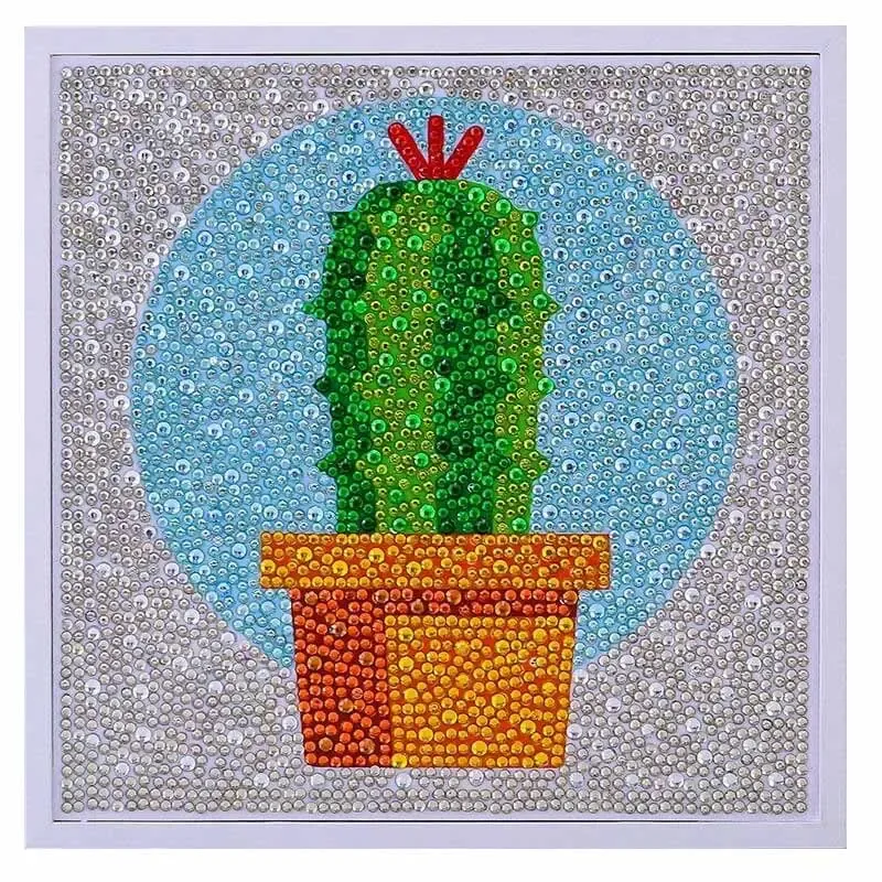 Cadre photo broderie diamant enfant - Cactus coloré 5D