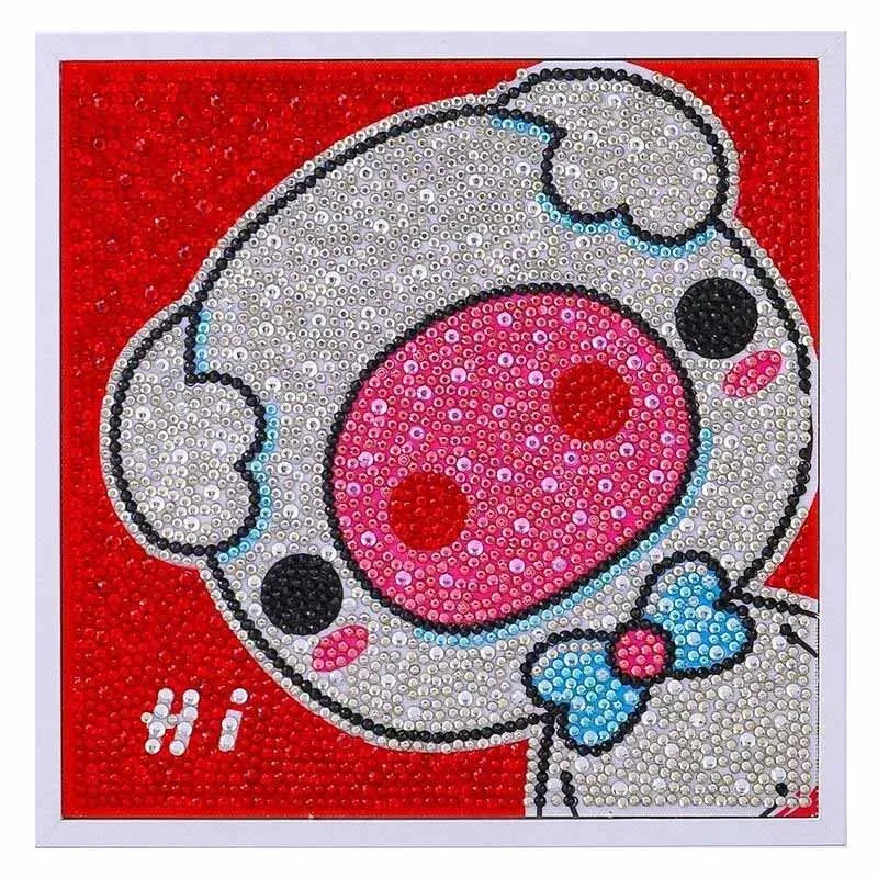 Cadre photo broderie diamant enfant - Petit cochon malicieux