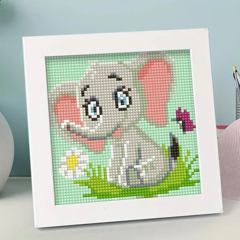 Diamond Painting 5D Enfants Éléphant avec Cadre Photo - 15 x 15 cm