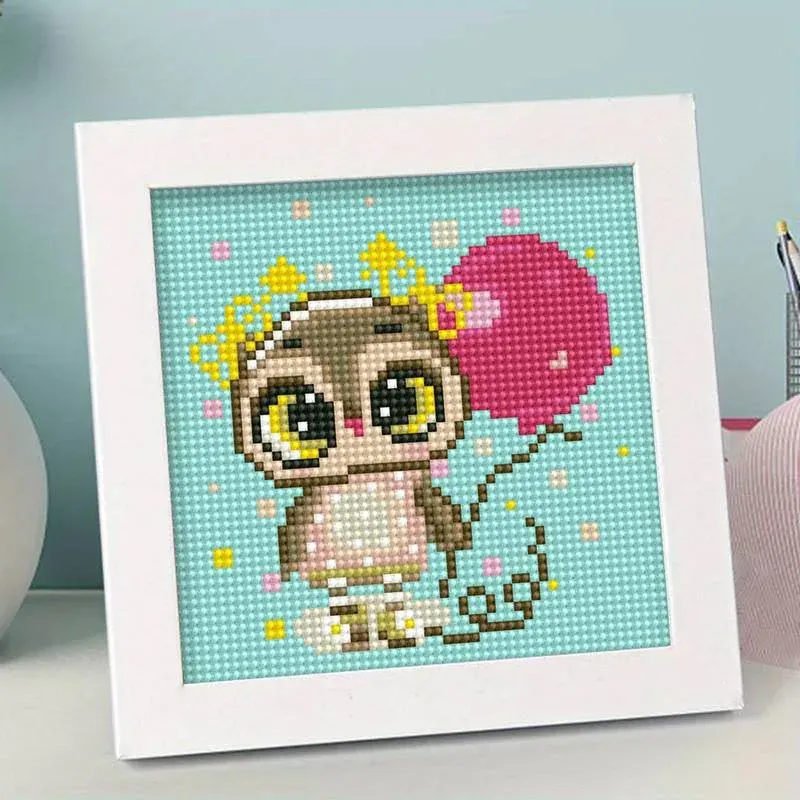 Diamond Painting Enfants Hibou avec Cadre Photo 15x15 cm
