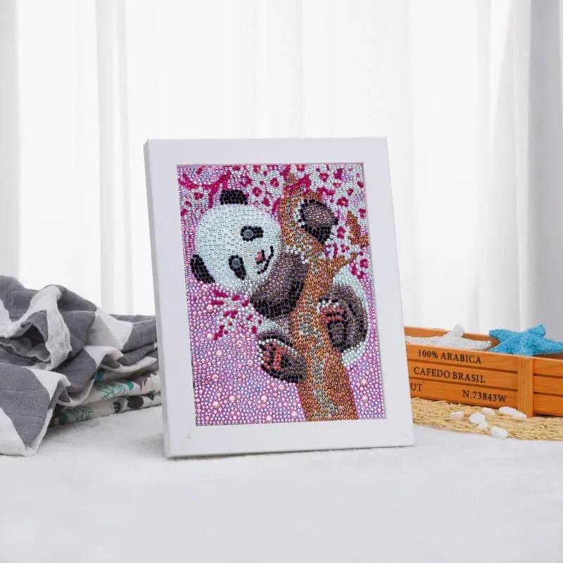 Broderie diamant enfant panda avec cadre photo intégré 15x20 cm