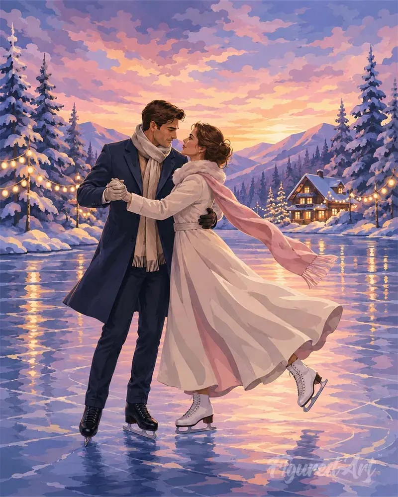 Broderie diamant Amour d'hiver