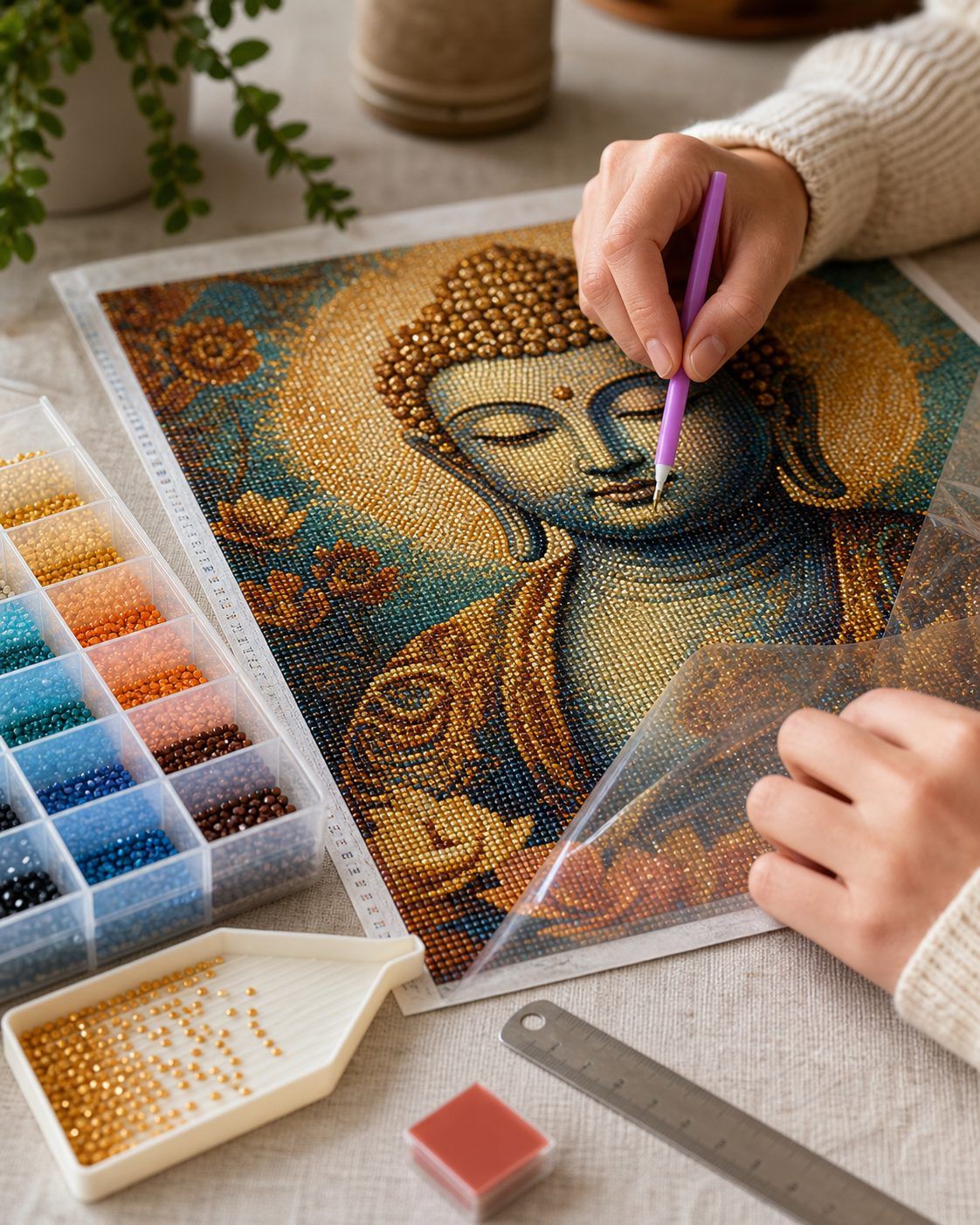 Comment faire un tableau en diamant Bouddha proprement ?