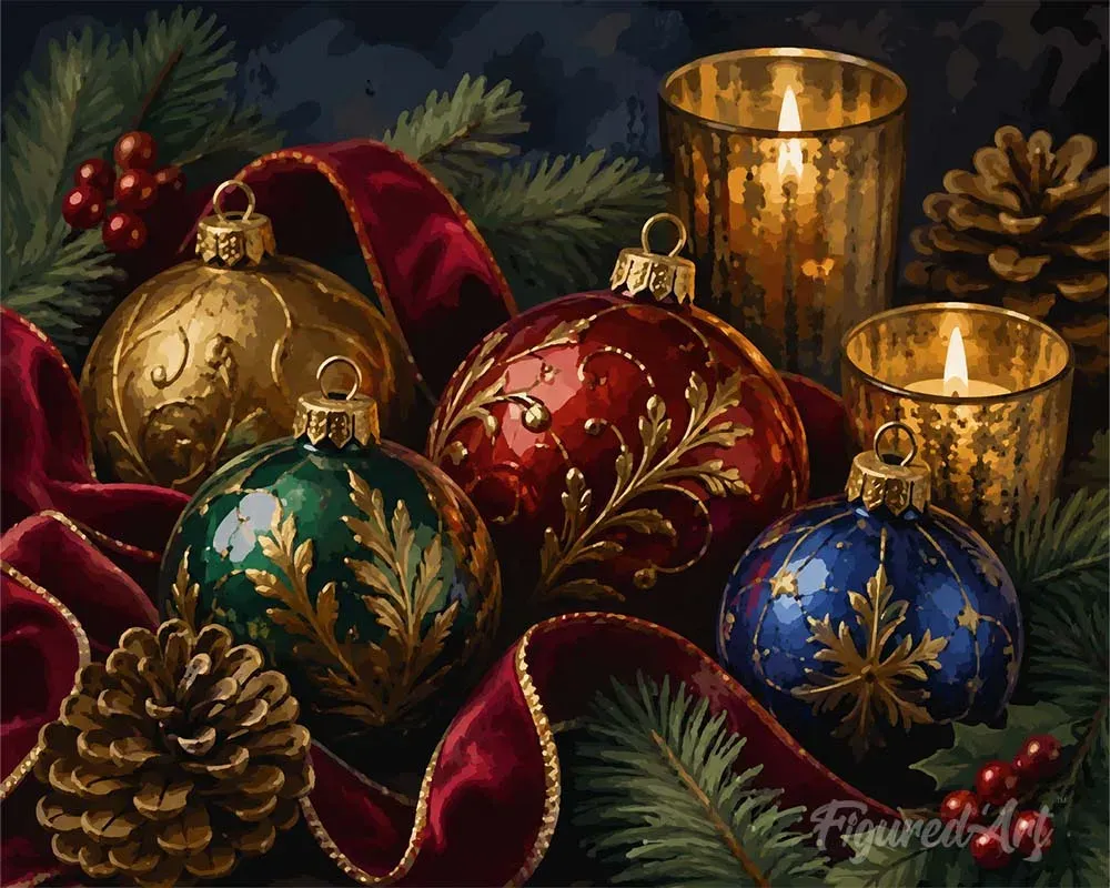Broderie diamant Boules de Noël