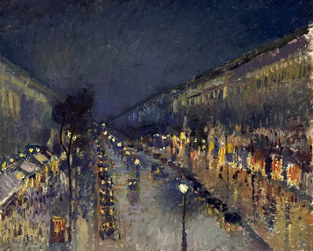 Broderie diamant Boulevard Montmartre, Effet de nuit - Pissarro