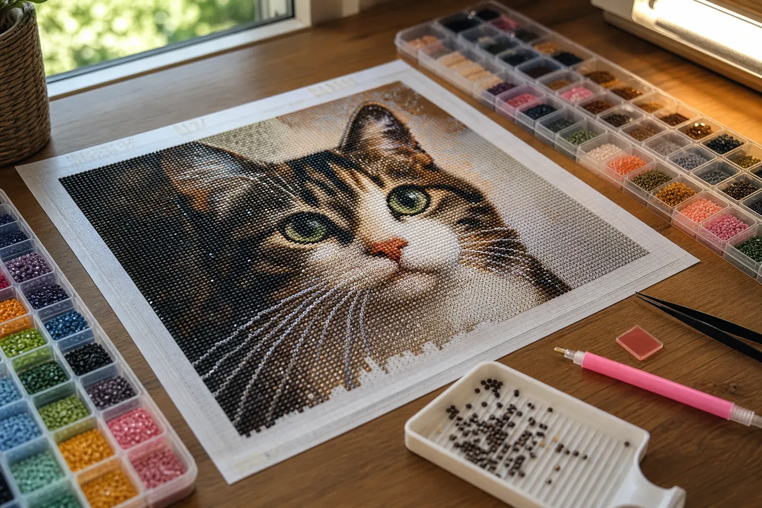 Le diamond painting de chats révèle les détails du pelage