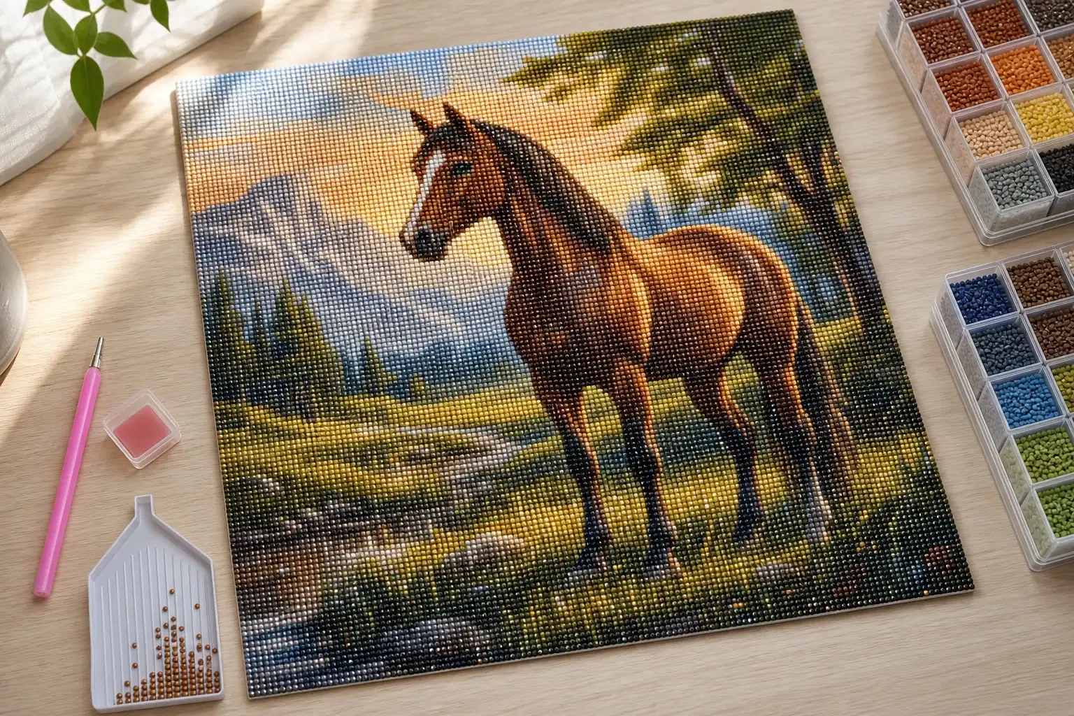 Le diamond painting cheval se choisit selon le format et la finition