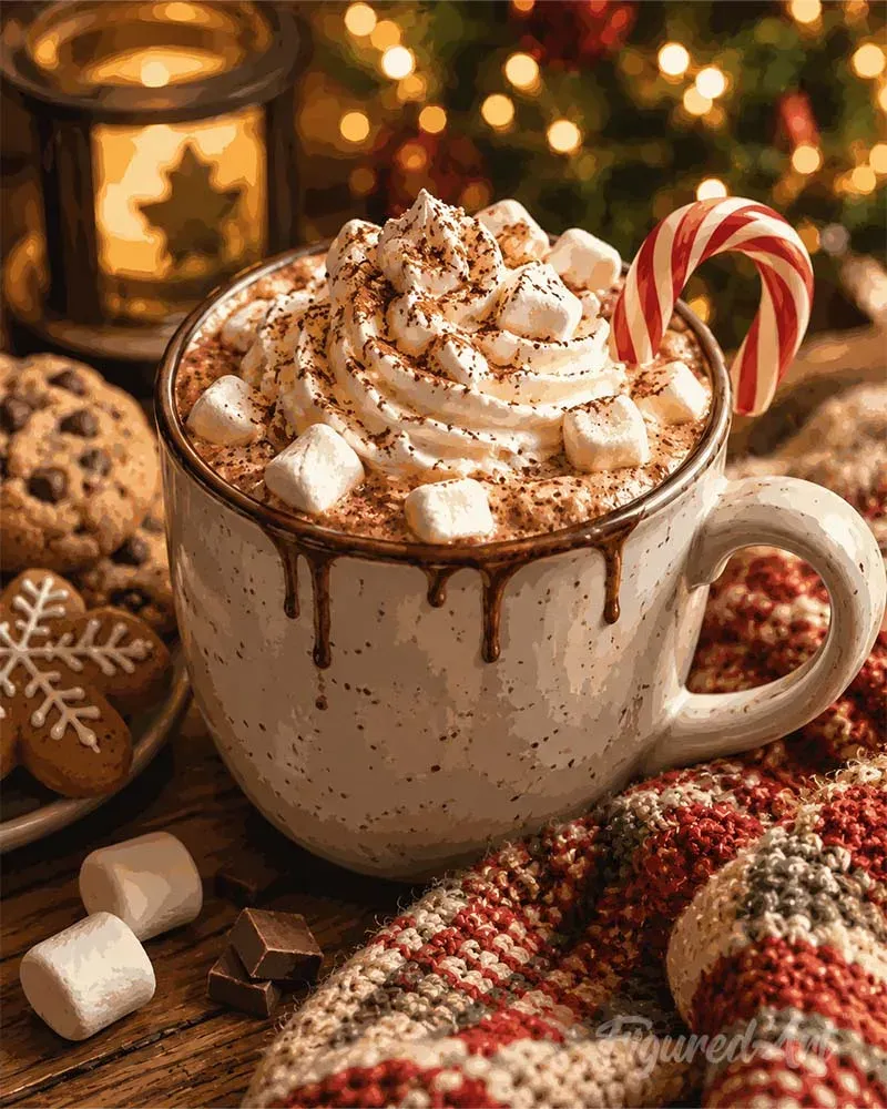 Broderie diamant Chocolat chaud de Noël