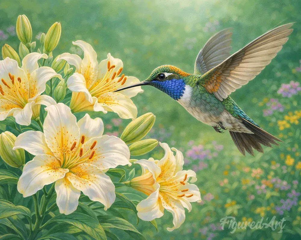 Broderie Diamant Colibri et Fleurs Mille Facettes