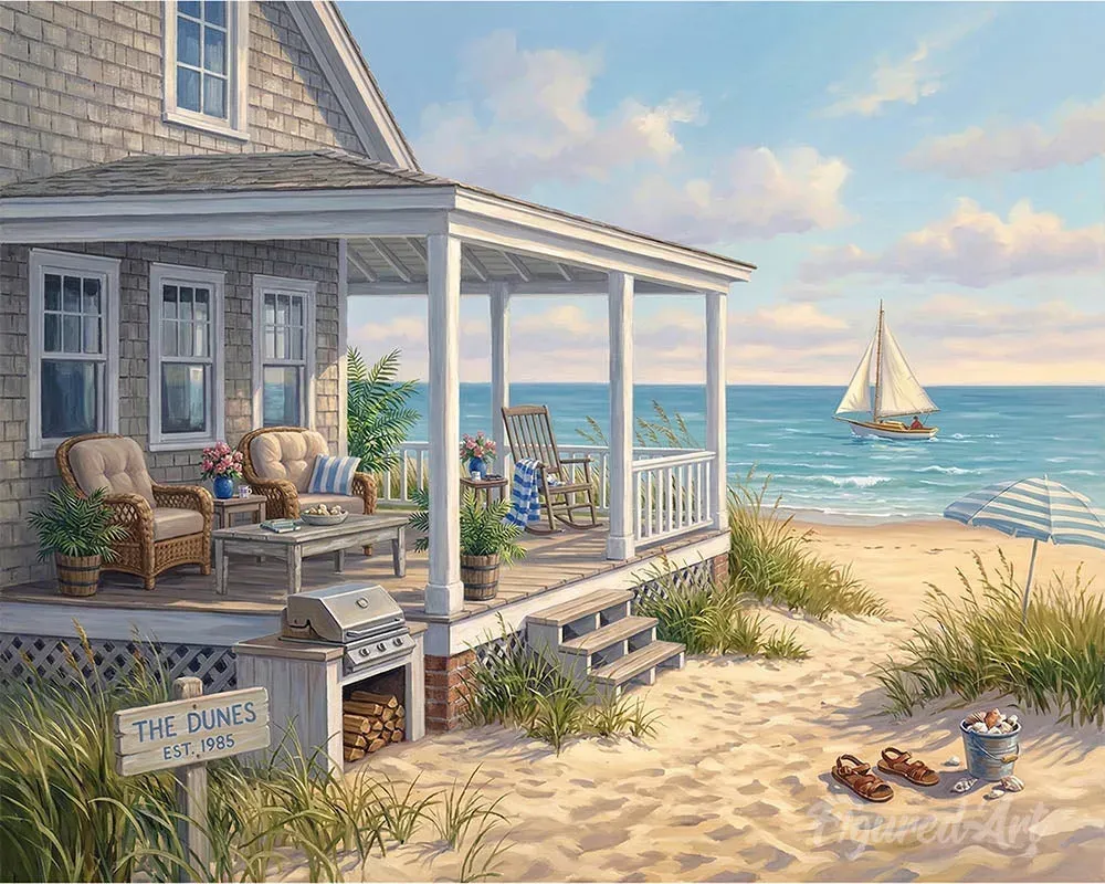 Broderie diamant Cottage au Bord des Dunes