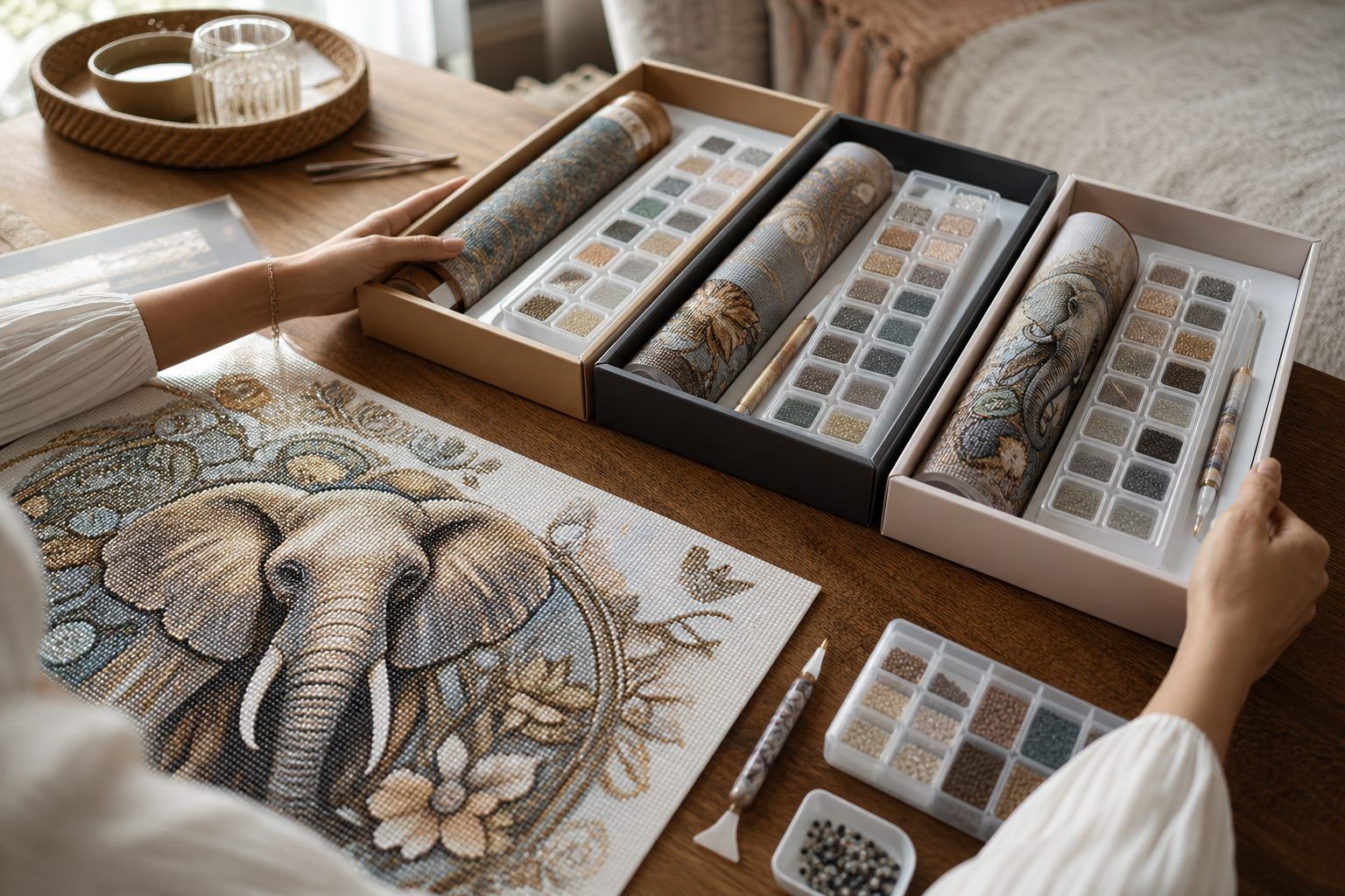 Repère de prix et méthode de comparaison pour un kit diamond painting elephant