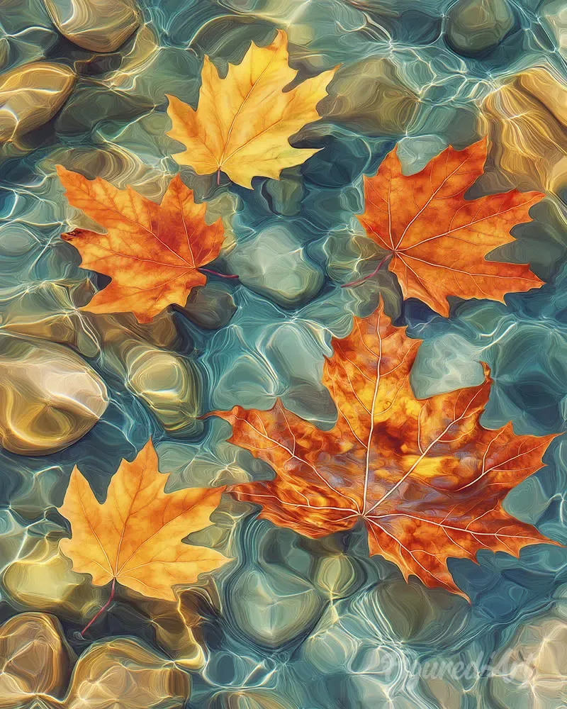 Broderie diamant Feuilles d’Ambre sur l’Eau