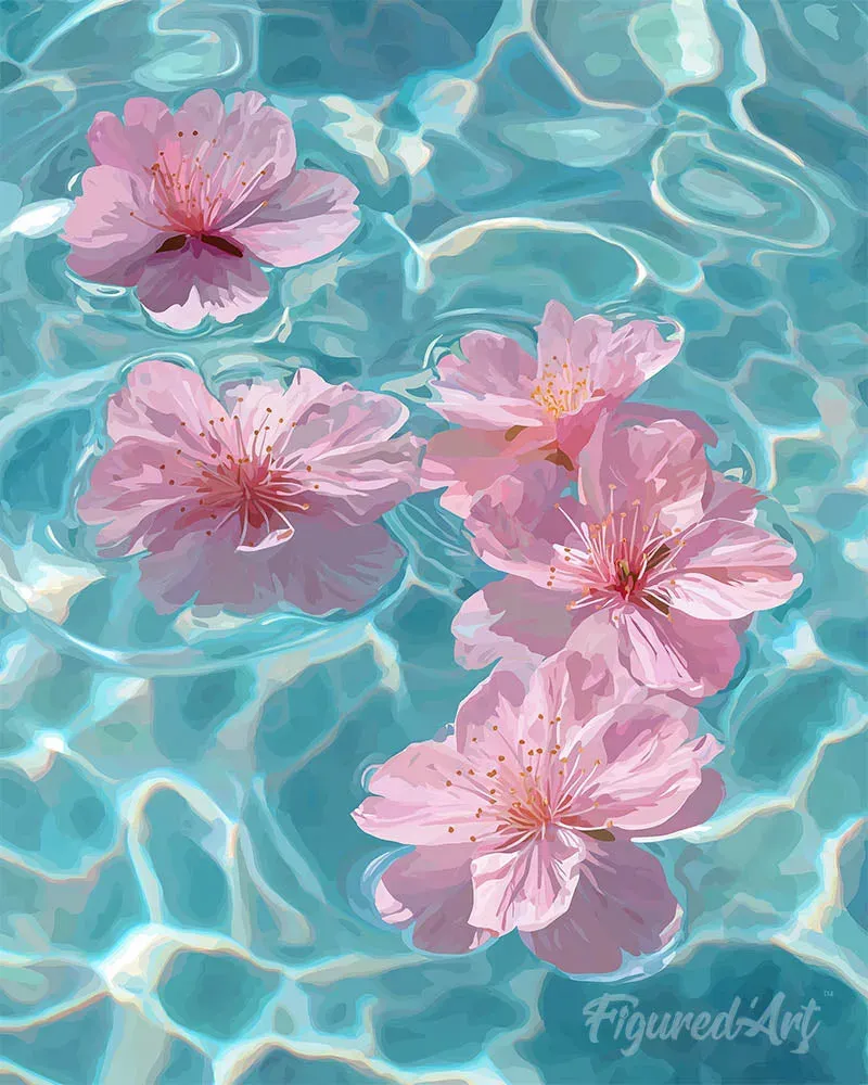 Broderie diamant Fleurs de Cerisier Flottantes