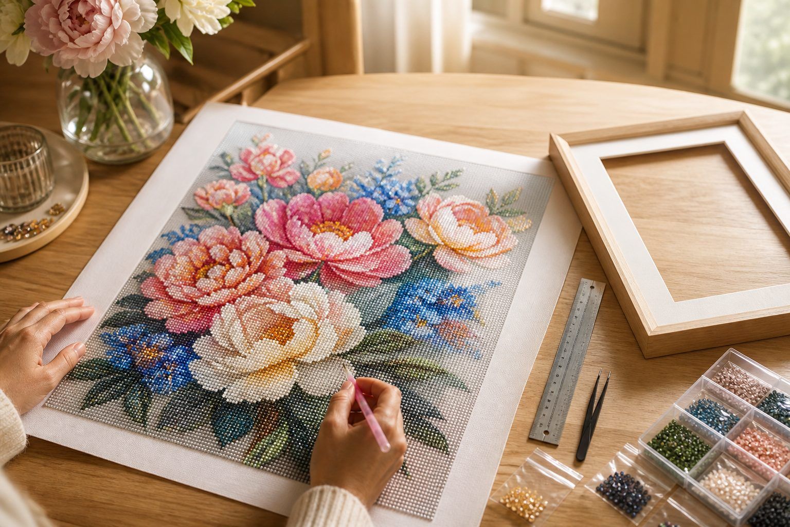 Comment réaliser et encadrer un diamond painting fleur ?
