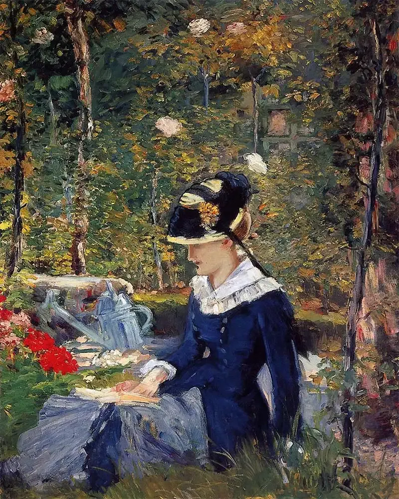 Broderie diamant Jeune femme au jardin - Manet