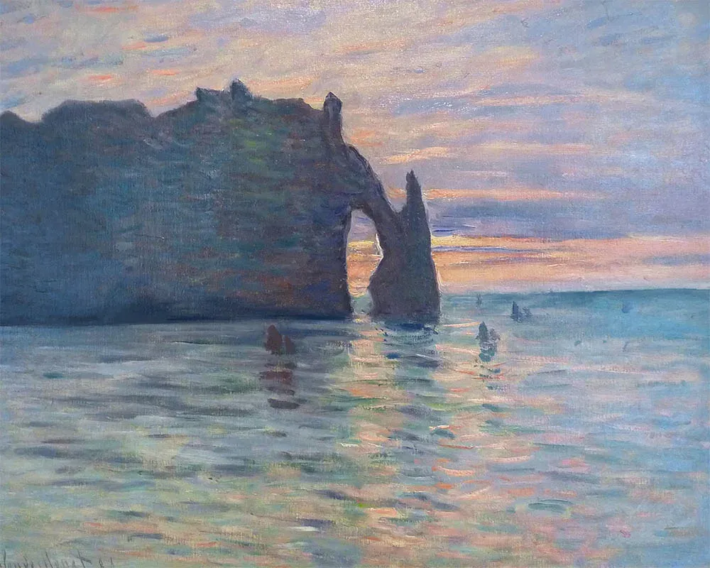 Broderie diamant La Falaise à Étretat, coucher de soleil - Monet